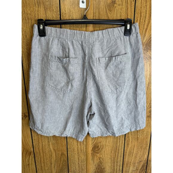 J. Jill Love Linen Flat Front Chino Shorts Pockets Casual Gary Size 8 - Picture 2 of 7